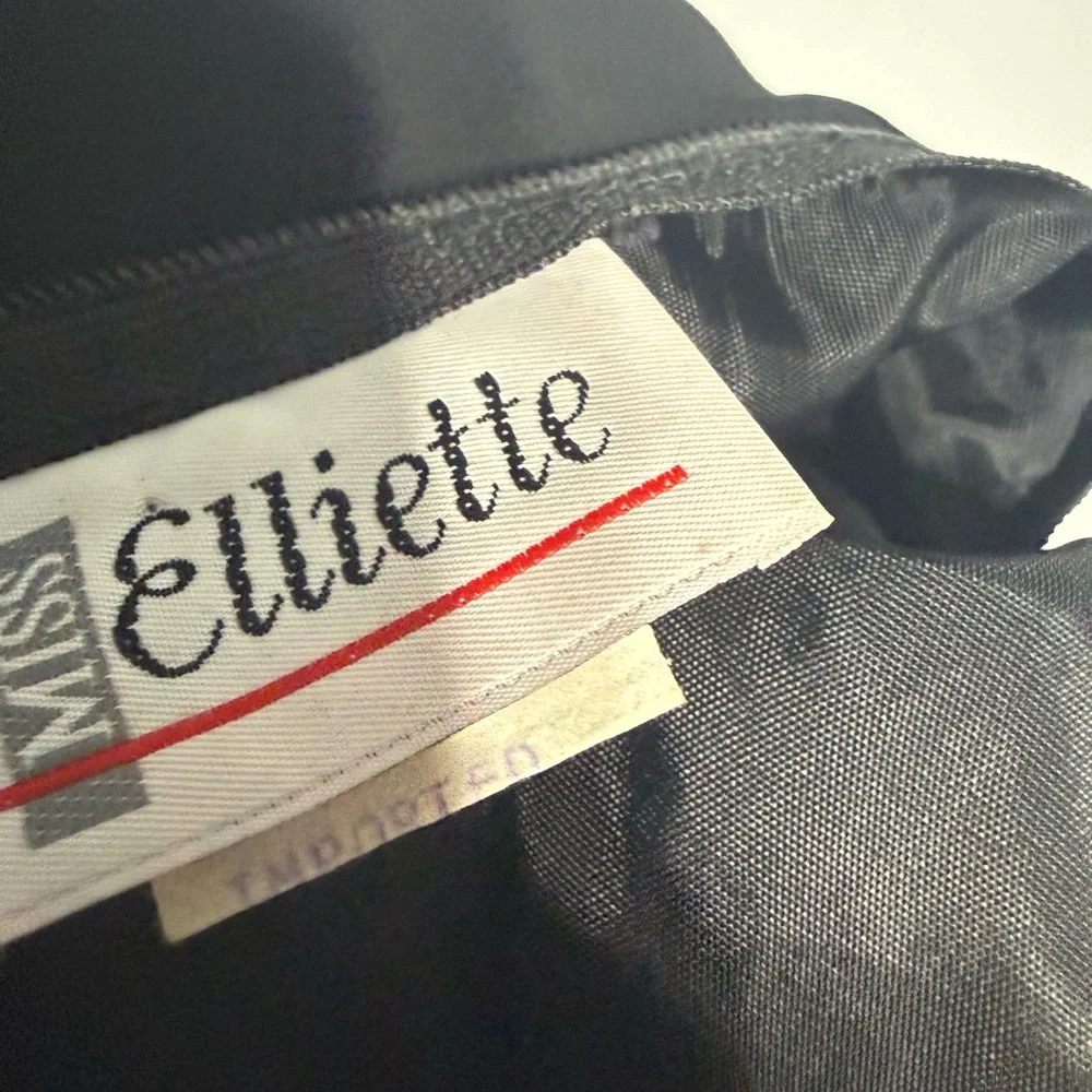 Vtg Miss Elliette Black Dress Rhinestone Embellished LBD Old Money Glam Size 10 - Picture 10 of 15
